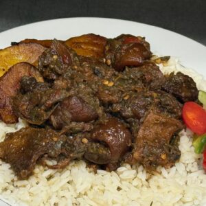 White / Jollof Rice with Vegetable Soup