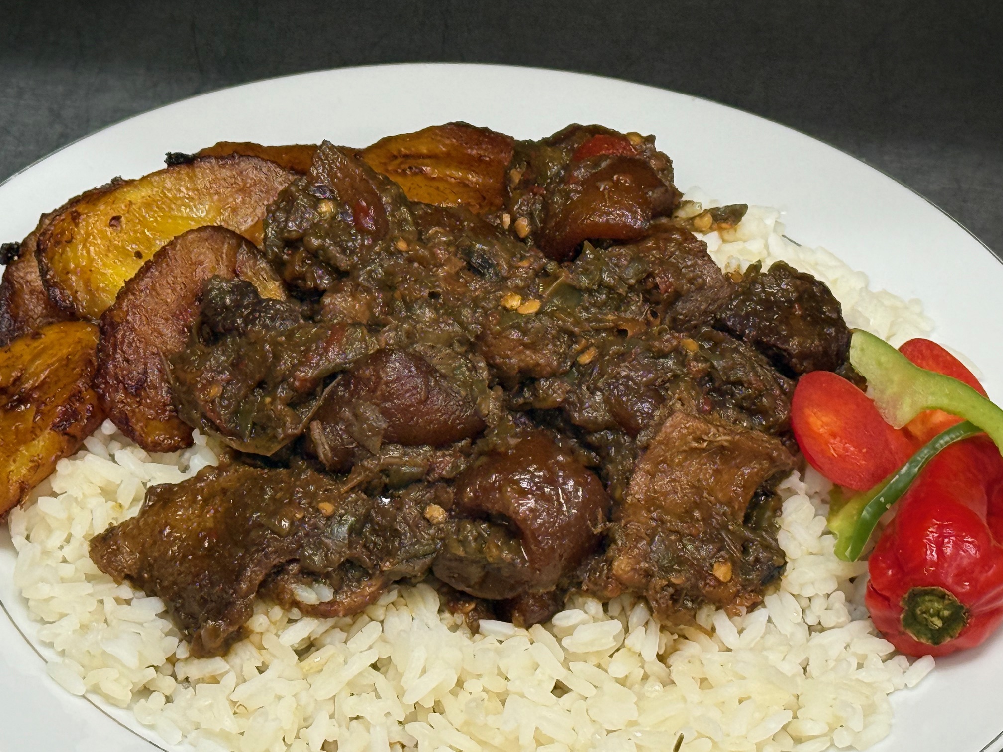 White / Jollof Rice with Vegetable Soup