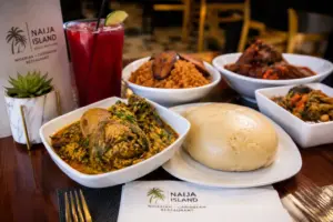 Egusi soup and Nigerian food served at Queensway Food in Bowie MD